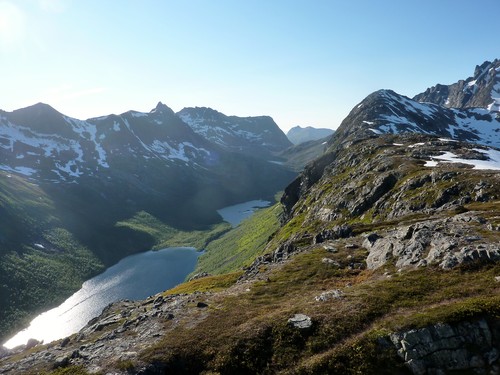 On the first top, Tverrfjellet the next 'bump' along the ridge.