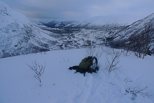 Fra toppen av Ørnaberget vestover Raundalen. Nordflanken av Mjølfjellet til venstre i bildet, Eilivseggen til høyre og Rjoaneggen i bakgrunnen mot høyre