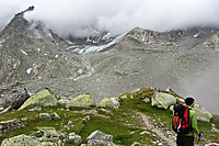 Bretunga på Tiefengletscher ses fra Albert Heim-Hütte.