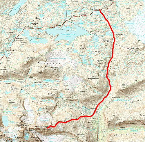 Grovt ruta vi gikk. Klikk på bildet for større kart.