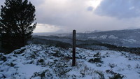 Trig-stangen på Fjellstjørnryggen. Utsikt vestover mot Alden