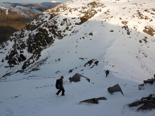 Sue on the descent towards Broad Crag