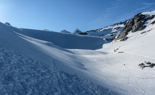 Øyvind i susende fart ned fra Koppangsbreen.