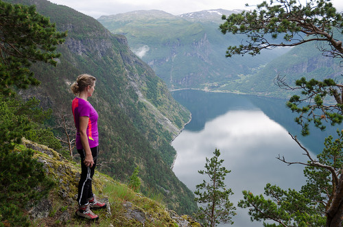 Bratt ned mot Lærdalsfjorden