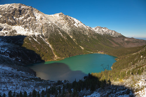 Oppe ved Czarny Staw pod Rysami med blikk ned mot Morskie Oko.