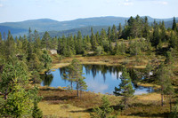 Fra nordre punkt 656 moh. Kommunetoppunktet ses oppe til høyre.