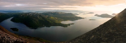 Panorama over Sørfjord and Kattfjord on the way back down