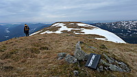 Toppunktet 784 moh på Hausdalshorga i forgrunnen. Den store varden lenger mot SV i bakgrunnen.