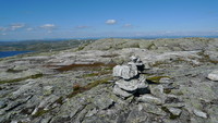 Varde på ca. 1100 moh NØ for "Stortoppen" på Årsdalsryggen. Bilde tatt mot sistnevnte.