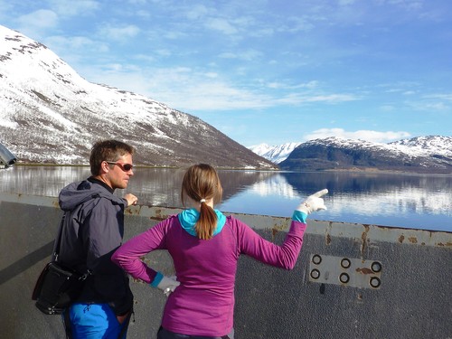 Håvard and Åsa on the ferry across Rotsundet