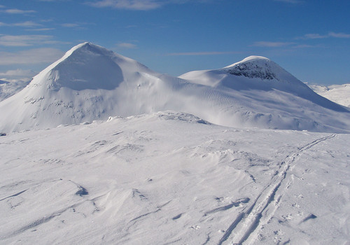 Mot Siskkitčohkka og Melkefjellet fra Grønfjellet.