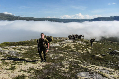 Solheim er i perlehumør idet vi kommer over skyhavet ved Spekelvaksla.