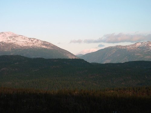 Etter hvert som jeg vant høyde fikk jeg øye på Gaustatoppen (1883) mellom Skorve og Mælefjell.