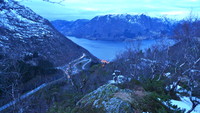 Fra Setliåsen mot rundkjøringen på Trengereid. Osterøy i bakgrunnen