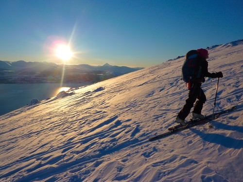 Skinning up crusty uneven snow