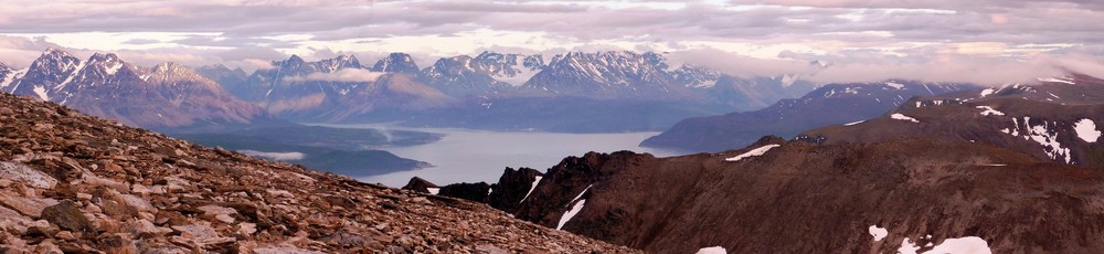 The stunning Lyngen peninsula, seen from the hike up Ullstinden  - which one day I'll make it over to (and know the names of the mountains  we see....)