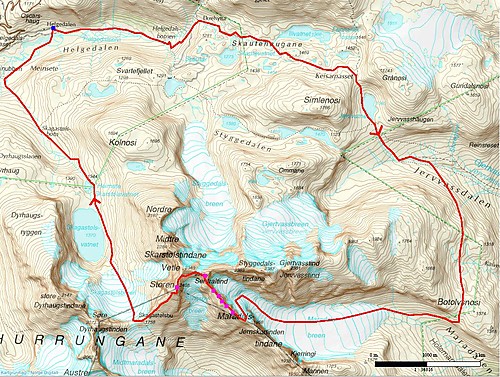 Kart over ruta vi gikk