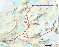 Rute til Suliskongen og Sorjoshytta+retur dag 2