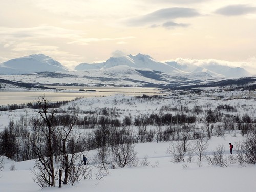 Really beautiful light. View of Middagstinden and Bentsjordtinden on the Malangen peninsula