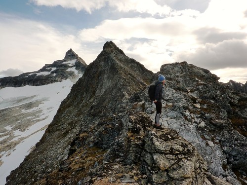 View from along the ridge to Hamperokken (farthest peak in the picture) Terese gazes at the scenic views out west 