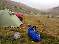 Leirplassen i Leirungsdalen. Slik var været lørdag morgen.