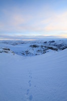 Vandring over en arm av Glombreen