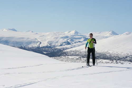 Ragnar på vei opp på det flatere terrenget etter stigningen opp fra Billingen. På vestsiden av Store Føysa.