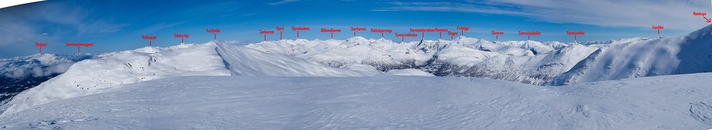 Panoramabilde fra toppen av Hestefjellsnibba/Sølvberget.