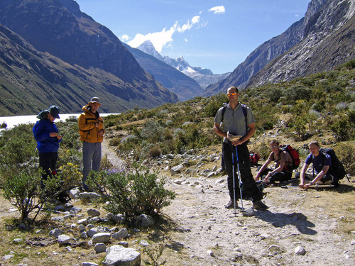 Llamacoral to Alpamayo base camp. Taullaraju is the peak at the far end of the valley