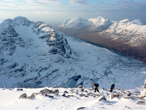 Ryan and Alex walking up to Spidean a'Choire Leith after finishing George.