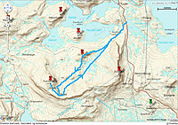 Kart med ca. inntegnet rute.