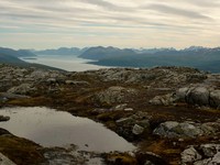 Views to the northeast over Grøtsundet, with the mainland to the right of the picture