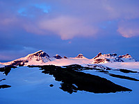 Smørstabbtindane i solnedgang.