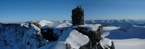 Forsøk på panoramabilde fra Vesttoppen mot Midttoppen