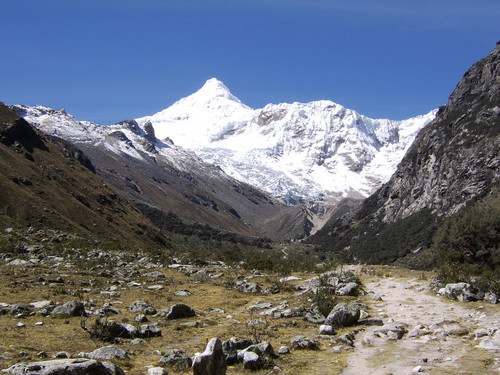 First views of Tocllaraju as we approach base camp