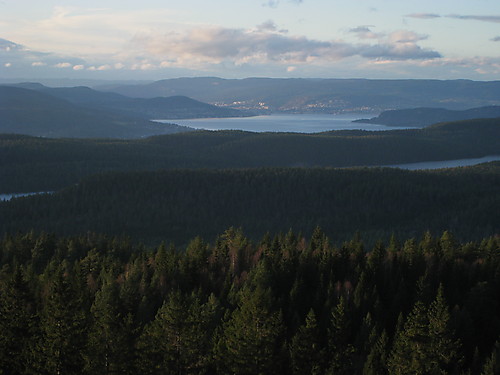 Flott utsikt fra toppen av tårnet...mot hjembyen Drammen