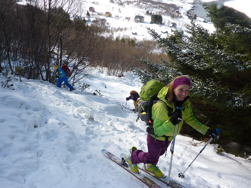 Aline on the way up through the forest