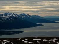 View down to the south over Balsfjorden from the top of Stor-Kjølen