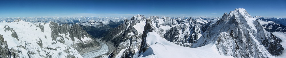 Panorama mot nord og øst fra Aiguille de Rochefort.