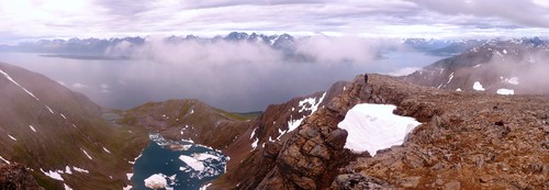 Panorama towards Lyngen in the east. Mona stands on the other end of the ridge.