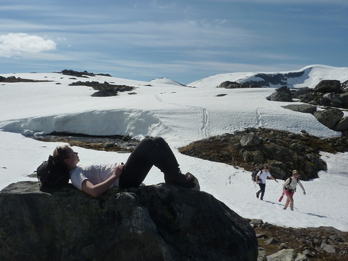 Not long after our first break and we've stopped for lunch already. Ilona here demonstrates how best to enjoy a hiking break....