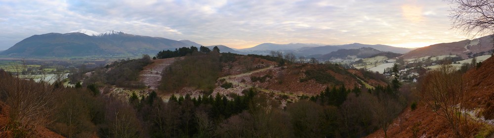 Panorama from the path up Grisdeale Pike, looking southwards toward the Newlands valley