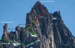 Kvanndalstinden - Vestegga øvre klatreparti